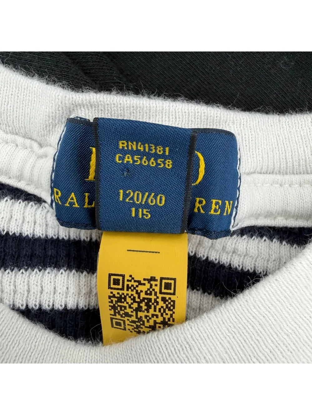 Polo Ralph Lauren Long Sleeve Waffle Knit Black White Stripe Shirt Boys Sz 5